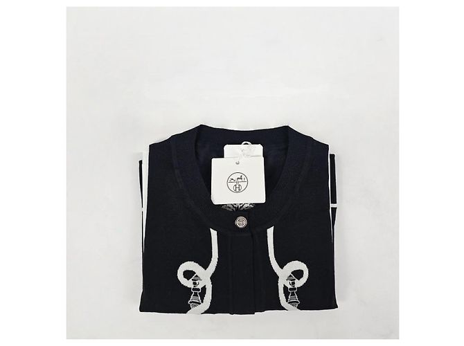 Hermès Langarmstrickjacke für Damen Strick Noir Schwarz - Ansicht 11