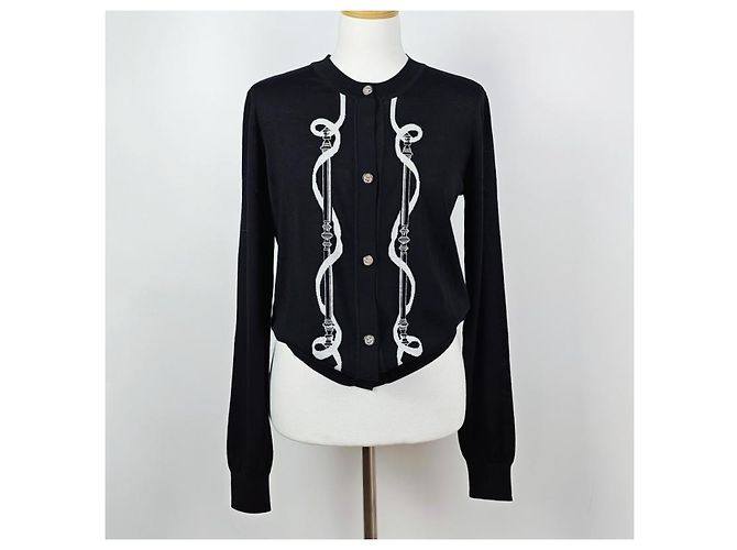 Hermès Langarmstrickjacke für Damen Strick Noir Schwarz - Ansicht 5
