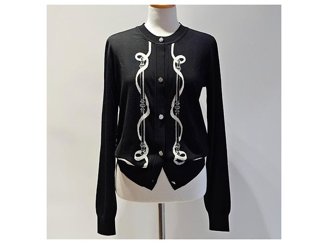 Hermès Langarmstrickjacke für Damen Strick Noir Schwarz - Ansicht 6