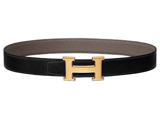 Hermès Reversible Men's Leather Belt with Gold Buckle Brown - view 2