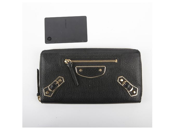 Balenciaga Giant Metallic Edge Zip Long Wallet Black - view 12