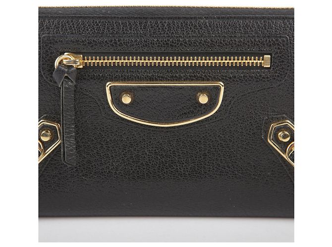 Balenciaga Giant Metallic Edge Zip Long Wallet Black - view 2