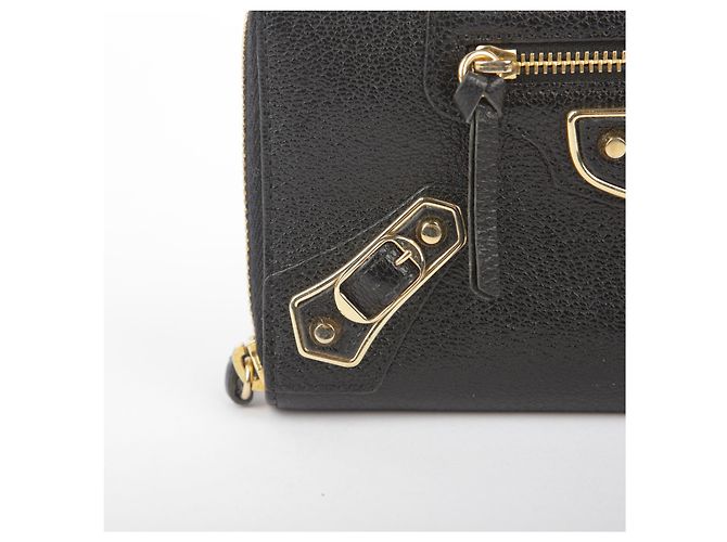 Balenciaga Giant Metallic Edge Zip Long Wallet Black - view 4