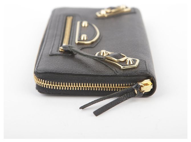 Balenciaga Giant Metallic Edge Zip Long Wallet Black - view 6