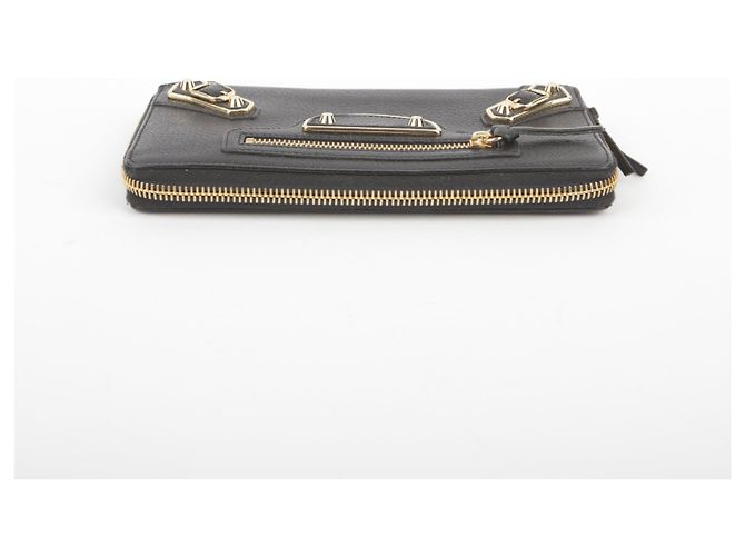 Balenciaga Giant Metallic Edge Zip Long Wallet Black - view 7
