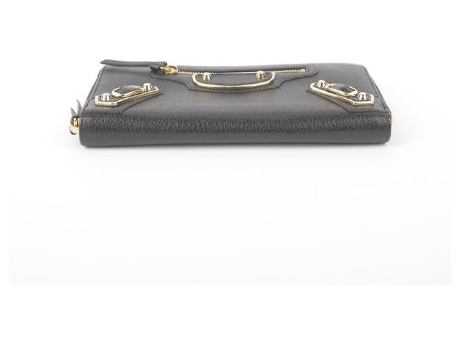 Balenciaga Giant Metallic Edge Zip Long Wallet Black - view 9