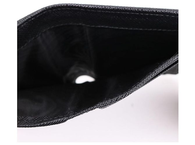 Saffiano Prada Portafoglio da donna con patta senza logo Triangle Nero - vista 10