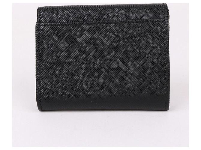 Saffiano Prada Portafoglio da donna con patta senza logo Triangle Nero - vista 5