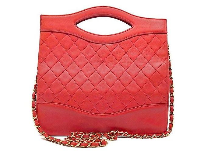 Chanel Lammfelltasche Rot - Ansicht 3