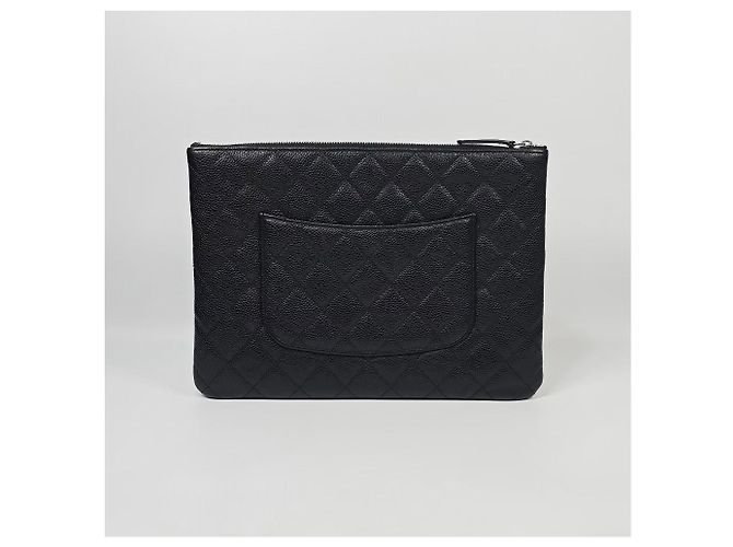 Chanel Clutch in pelle caviar con tasche multiple Nero - vista 4