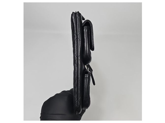 Chanel Clutch in pelle caviar con tasche multiple Nero - vista 6