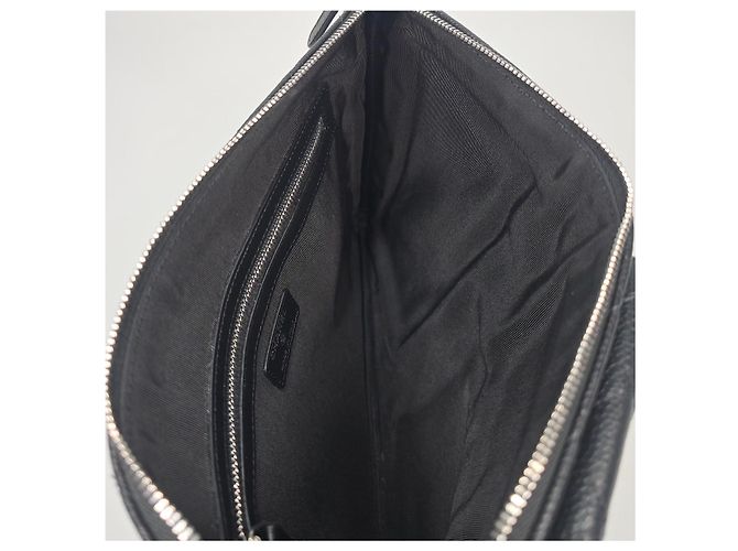 Chanel Clutch in pelle caviar con tasche multiple Nero - vista 8