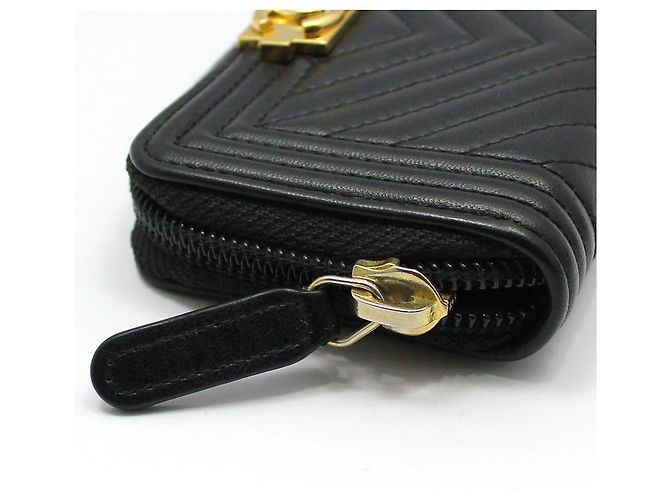 Chanel Cartera de tarjetas con cremallera Chevron Gold Boy Negro - vista 5