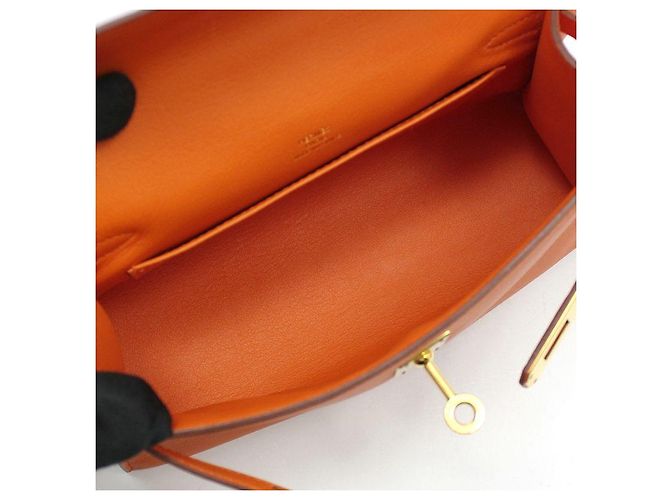 Hermès Borsa Pochette Kelly Mini Tote Orange Arancione - vista 10