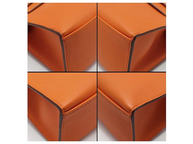 Hermès Borsa Pochette Kelly Mini Tote Orange Arancione - vista 11