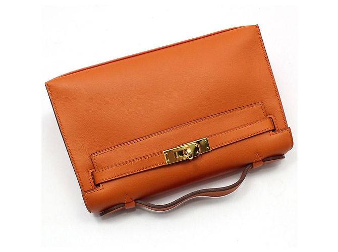 Hermès Borsa Pochette Kelly Mini Tote Orange Arancione - vista 3