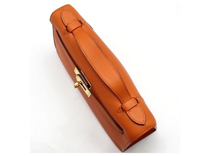Hermès Borsa Pochette Kelly Mini Tote Orange Arancione - vista 7