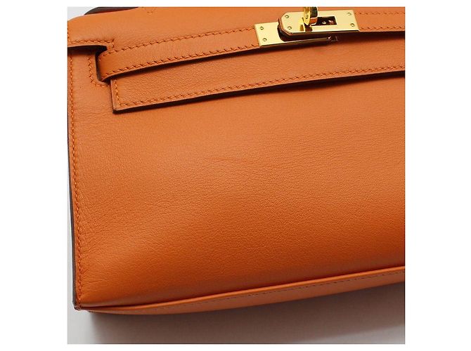 Hermès Borsa Pochette Kelly Mini Tote Orange Arancione - vista 8