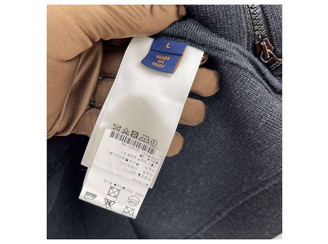 Louis Vuitton LV Bestickter Strick-Zip-Up mit Tasche Charcoal Braun - Ansicht 7