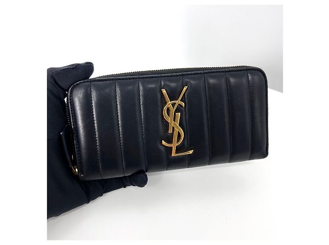 Saint Laurent Viki Monogramm Langgeldbörse Schwarz - Ansicht 3