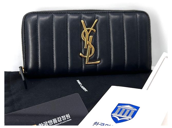 Saint Laurent Viki Monogramm Langgeldbörse Schwarz - Ansicht 4