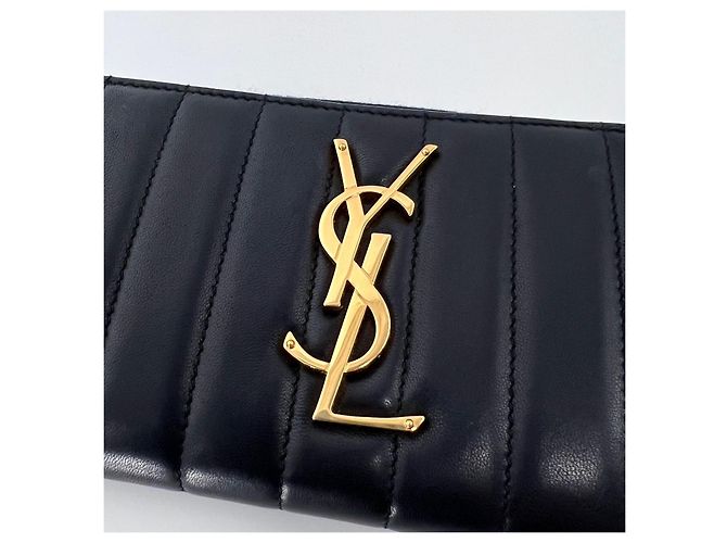Saint Laurent Viki Monogramm Langgeldbörse Schwarz - Ansicht 6
