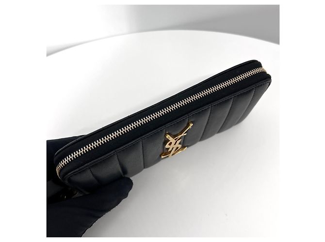 Saint Laurent Viki Monogramm Langgeldbörse Schwarz - Ansicht 7
