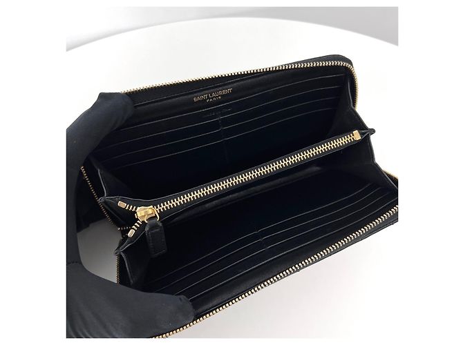 Saint Laurent Viki Monogramm Langgeldbörse Schwarz - Ansicht 8