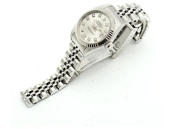Rolex Reloj Datejust de acero para mujer Original Ten-Point Diamond Plata - vista 14