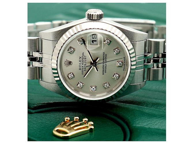 Rolex Reloj Datejust de acero para mujer Original Ten-Point Diamond Plata - vista 25
