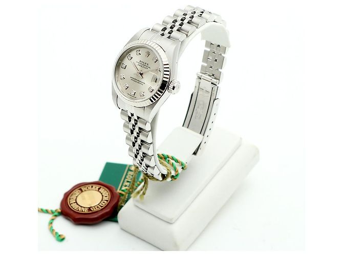 Rolex Reloj Datejust de acero para mujer Original Ten-Point Diamond Plata - vista 4