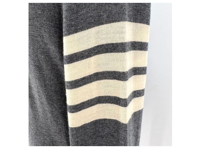 Thom Browne Diagonales Armband aus Merinowolle-Strick Grau Braun - Ansicht 5