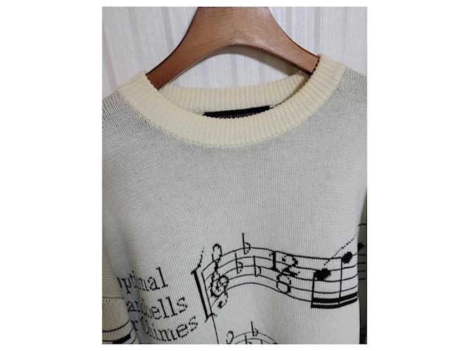 Louis Vuitton Oversized Wollstrick mit Intarsia-Note-Muster Silber - Ansicht 2