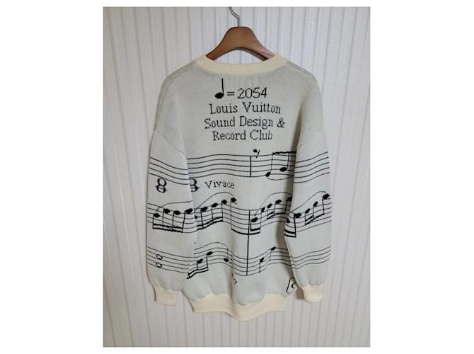 Louis Vuitton Oversized Wollstrick mit Intarsia-Note-Muster Silber - Ansicht 7