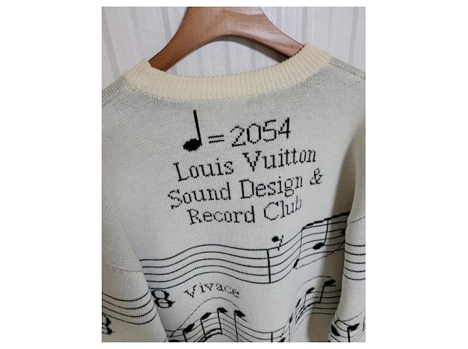 Louis Vuitton Oversized Wollstrick mit Intarsia-Note-Muster Silber - Ansicht 8