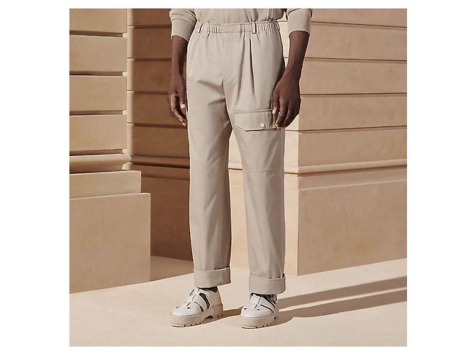 Hermès Pantaloni cargo plissettati Raspail da uomo Argento - vista 9