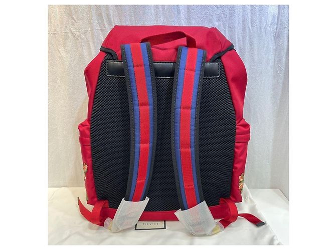 Gucci Tiger Embroidered Techno Canvas Backpack Red - view 7