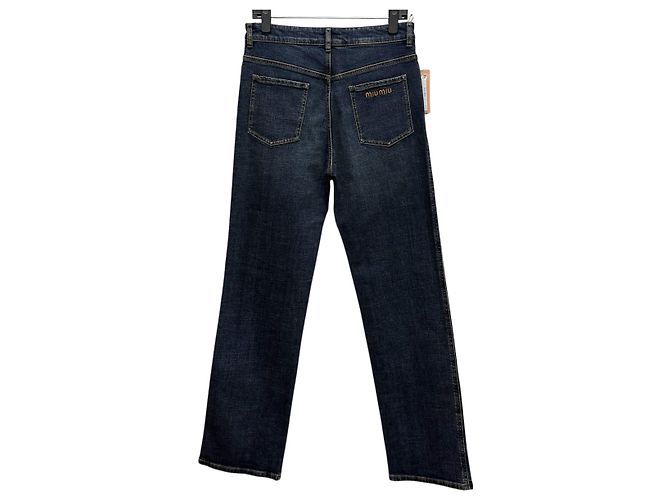 Miu Miu Pantalones de denim stretch con logo Negro - vista 2