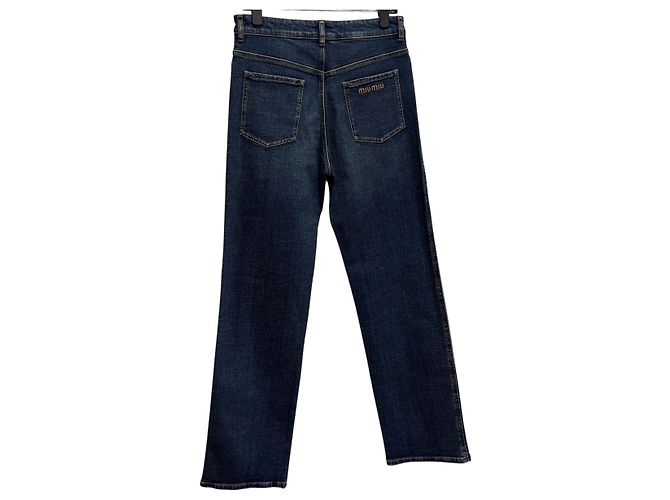 Miu Miu Pantalones de denim stretch con logo Negro - vista 3