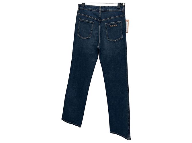 Miu Miu Pantalones de denim stretch con logo Negro - vista 4