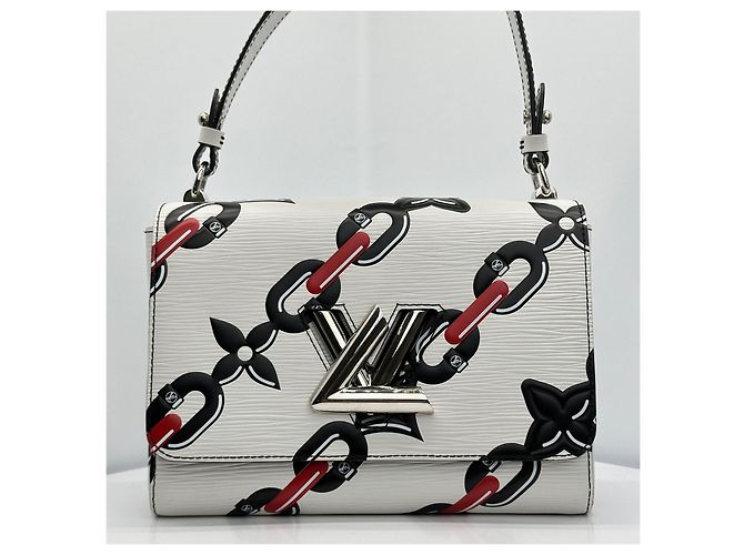 Louis Vuitton Borsa a tracolla Twist MM in pelle Epi Argento - vista 2