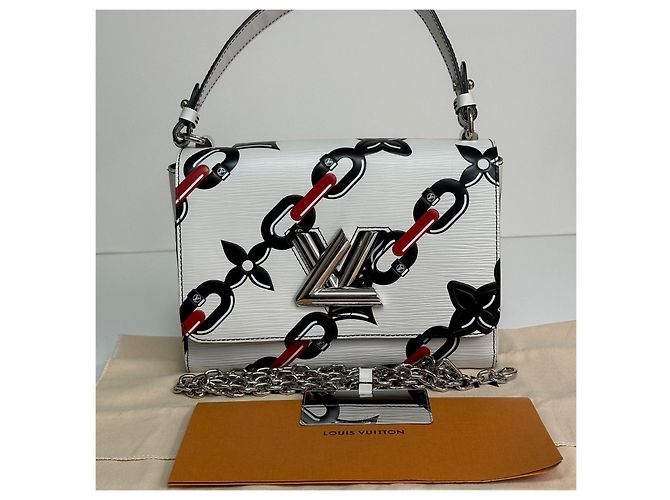 Louis Vuitton Borsa a tracolla Twist MM in pelle Epi Argento - vista 3