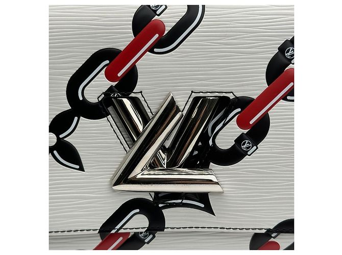 Louis Vuitton Borsa a tracolla Twist MM in pelle Epi Argento - vista 6
