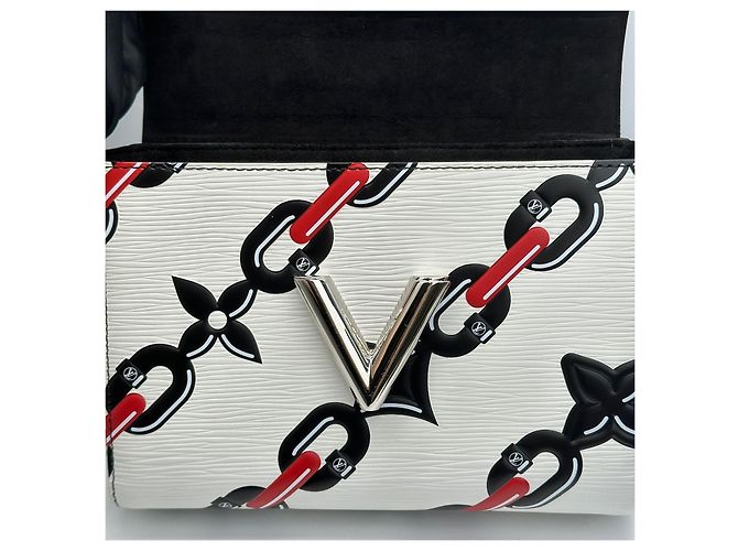 Louis Vuitton Borsa a tracolla Twist MM in pelle Epi Argento - vista 8