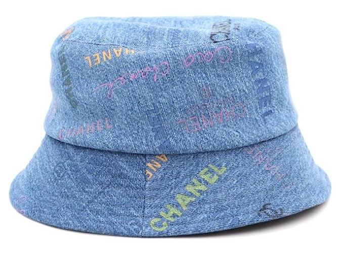Chanel Denim Bucket Hat mit Logo Blau - Ansicht 2