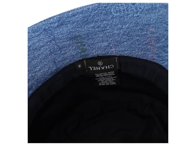 Chanel Denim Bucket Hat mit Logo Blau - Ansicht 4