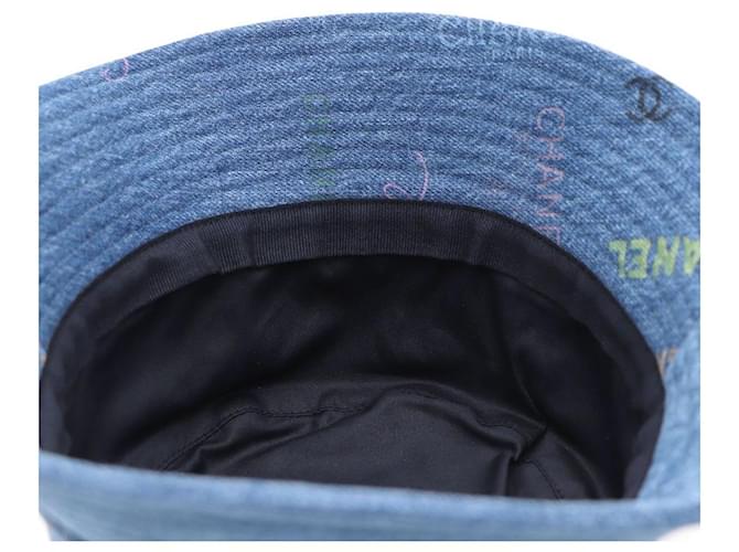 Chanel Denim Bucket Hat mit Logo Blau - Ansicht 5