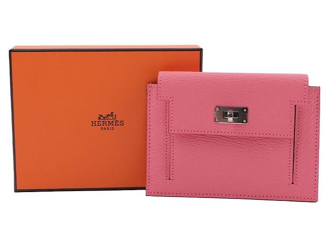 Hermès Kompakter Taschengeldbörse mit silberner Hardware Rot - Ansicht 8