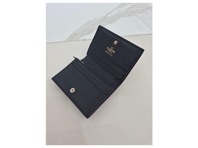 Valentino Portafoglio piccolo da donna in pelle di vitello Rockstud Nero - vista 16