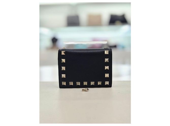 Valentino Portafoglio piccolo da donna in pelle di vitello Rockstud Nero - vista 2